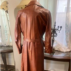 Genuine leather long coat